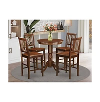 East West Furniture 5 Piece counter height pub set-pub Table and 4 Dining Chairs.