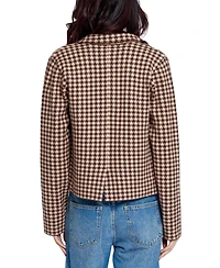 Central Park West Women's Marlo Cropped Houndstooth Jacquard-Knit Blazer