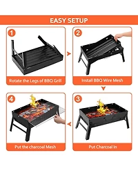 Mountaintop Foldable Portable Bbq Charcoal Grill Grill Lightweight Smoker Grill for Camping Picnics Garden Grilling