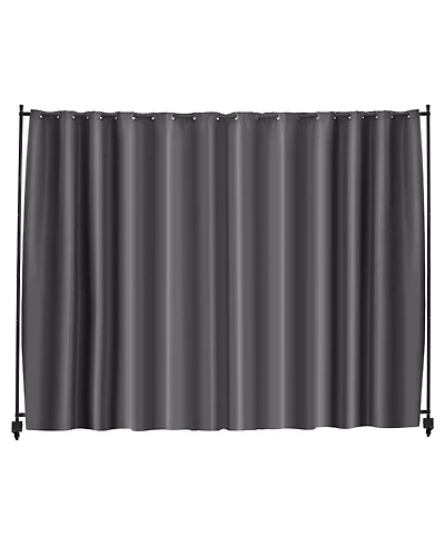 Slickblue Portable Room Divider with Wheels and Privacy Curtain