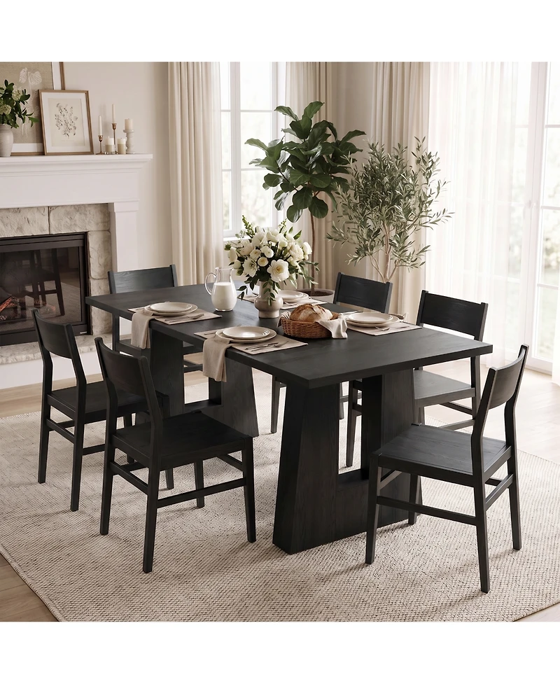 gaomon Dining Table for 4-6 People, Modern Kitchen Table, Mid-Century with Leg Base, Wood Room Easy Assembly