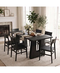 gaomon Dining Table for 4-6 People, Modern Kitchen Table, Mid-Century with Leg Base, Wood Room Easy Assembly