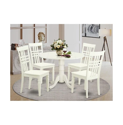 East West Furniture 5 Piece Small Kitchen Table set with a Table and 4 Dining Chairs