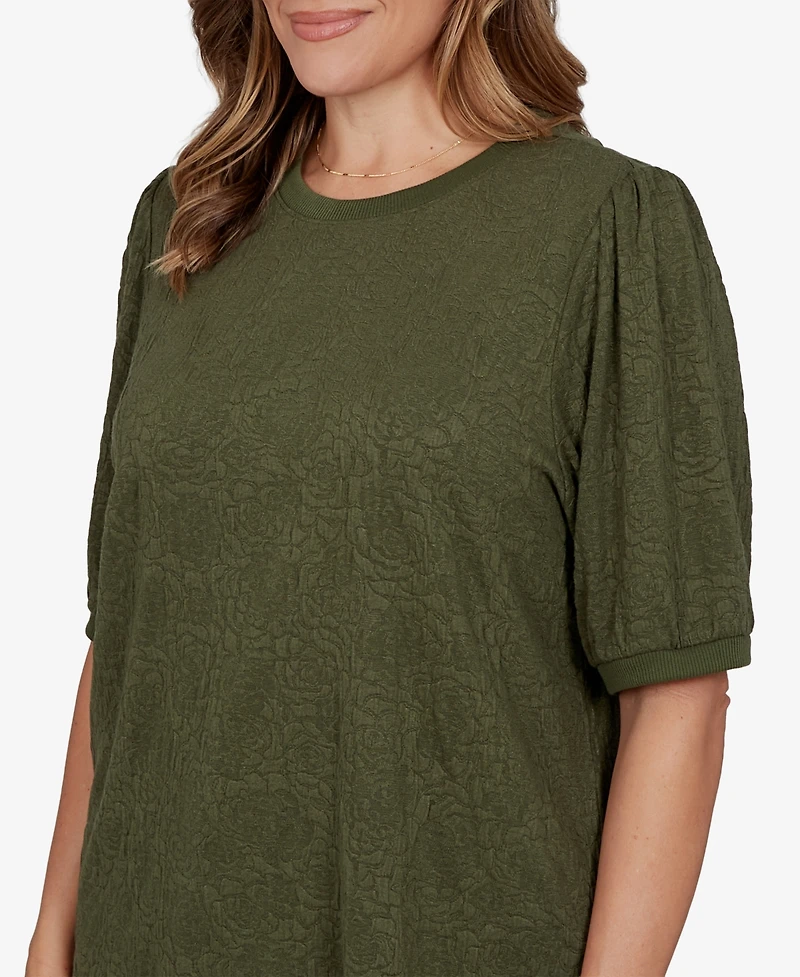 Ruby Rd. Plus Rosette Floral Side-Slit T-Shirt