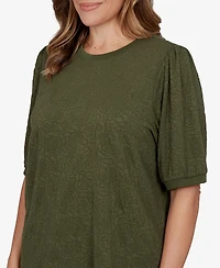 Ruby Rd. Plus Rosette Floral Side-Slit T-Shirt