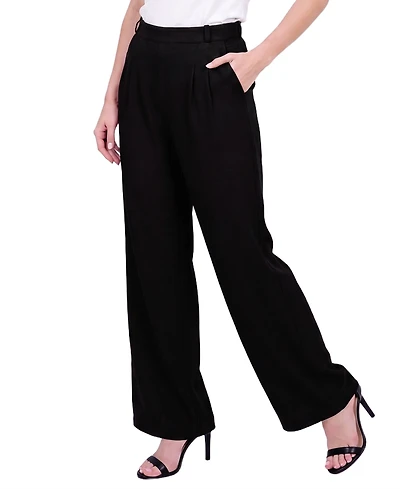 Ny Collection Petite Pleated Wide-Leg High-Rise Pants