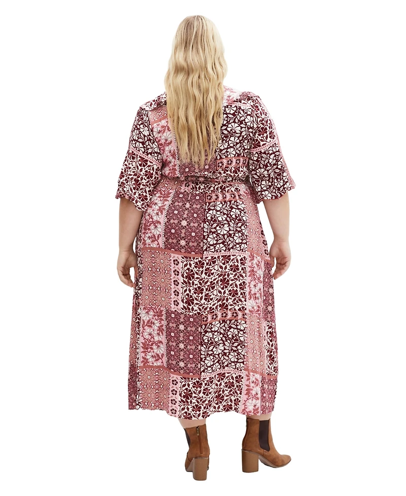 City Chic Plus Dahlia Short-Sleeve Maxi Dress