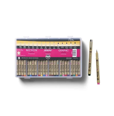 Sakura Pigma Micron Color Sets, Assorted, 73 Pen Count