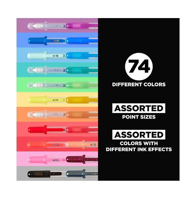 Sakura Gelly Roll Gel Pens Gift Set, Smooth Gel Ink with Special Effects, 74 Pens
