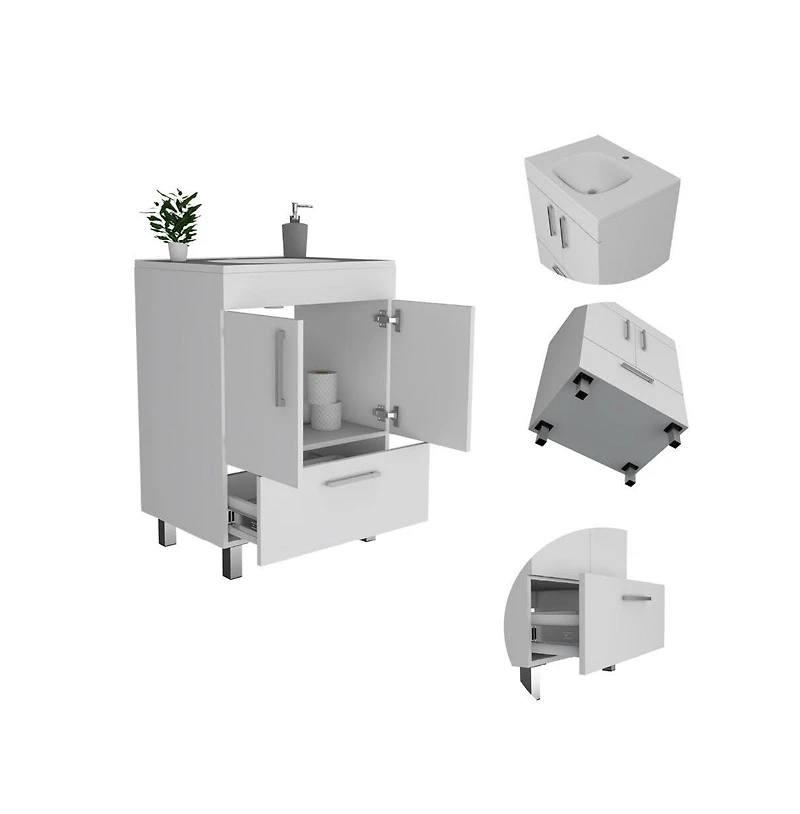 Tuhome Velloc 24"" Bathroom Vanity White White Mdf