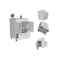 Tuhome Velloc 24"" Bathroom Vanity White White Mdf