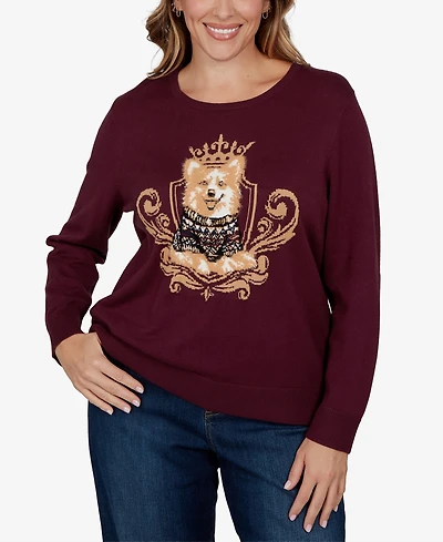 Ruby Rd. Plus Corgi Graphic Long-Sleeve Pullover