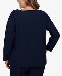 Ruby Rd. Plus Boat-Neck Long-Sleeve Side-Tie Top