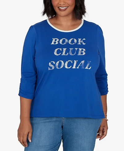 Ruby Rd. Plus Book Club Graphic Crewneck 3/4-Sleeve T-Shirt