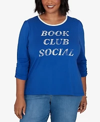Ruby Rd. Plus Book Club Graphic Crewneck 3/4-Sleeve T-Shirt