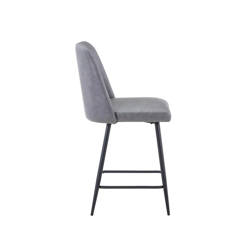 Jofran Mid-Century Modern Faux Leather Upholstered Counter Height Barstool (Set of 2