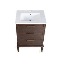 Swiss MadisonHugo 24" Freestanding Bathroom Vanity in Brown Oak with Sink Top