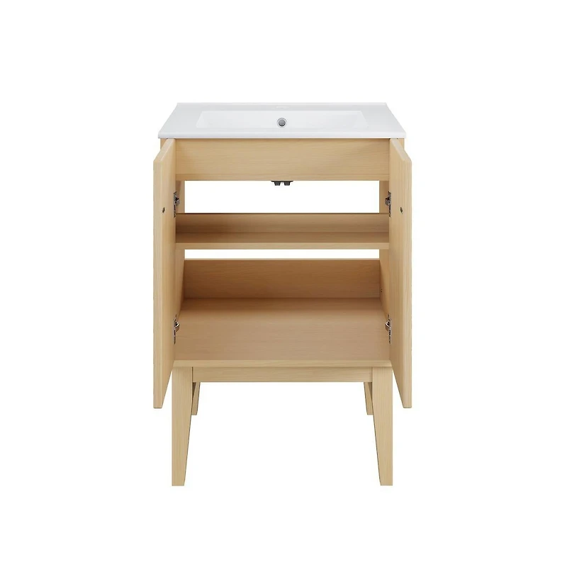 Swiss Madison Bosse 24" Freestanding Bathroom Vanity in Natural Oak with Sink Top