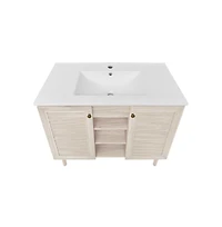 Swiss Madison Bron 36" Freestanding Bathroom Vanity in Oak with Sink Top