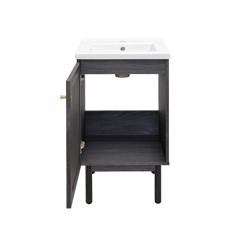 Swiss Madison Classe 18" Freestanding Bathroom Vanity in Black Oak with Sink Top