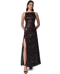 Donna Karan New York Women's Sleeveless Sequin-Embroidered Low V-Back Gown