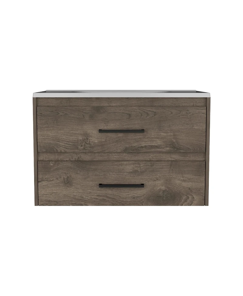Tuhome Praga Floating Vanity Sink Dark Brown / White Mdf