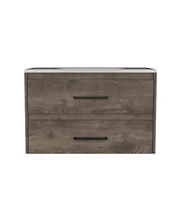 Tuhome Praga Floating Vanity Sink Dark Brown / White Mdf