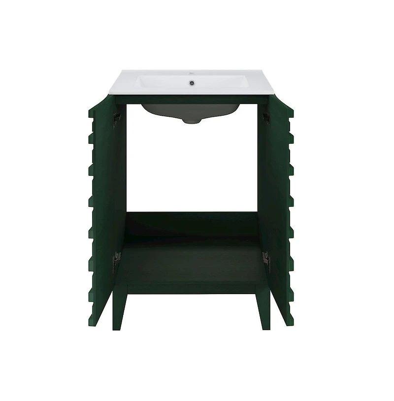 Cascade 24" Freestanding Bathroom Vanity in Green Oak with Sink Top