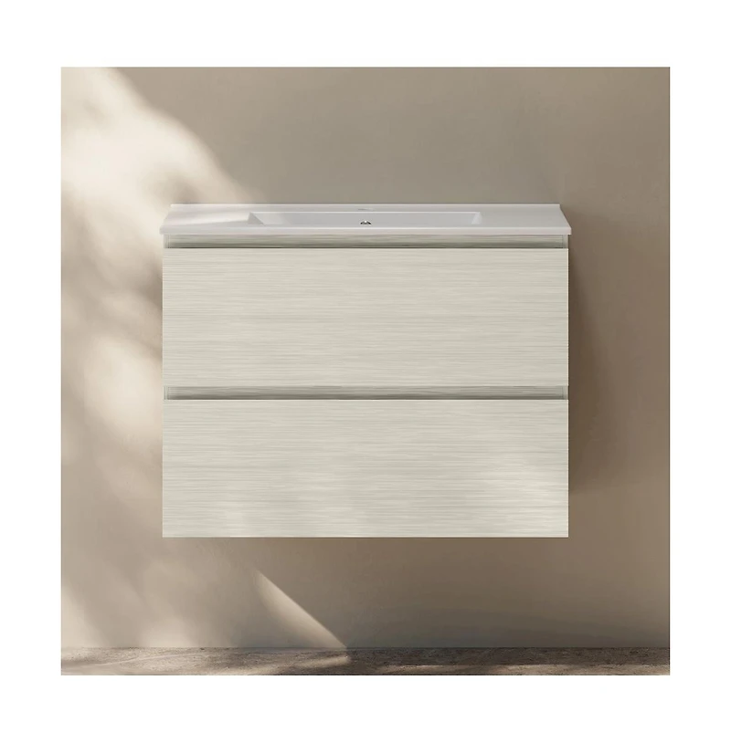 Swiss Madison Liberte 30" Wall-Mounted Bathroom Vanity in White Oak with Sink Top