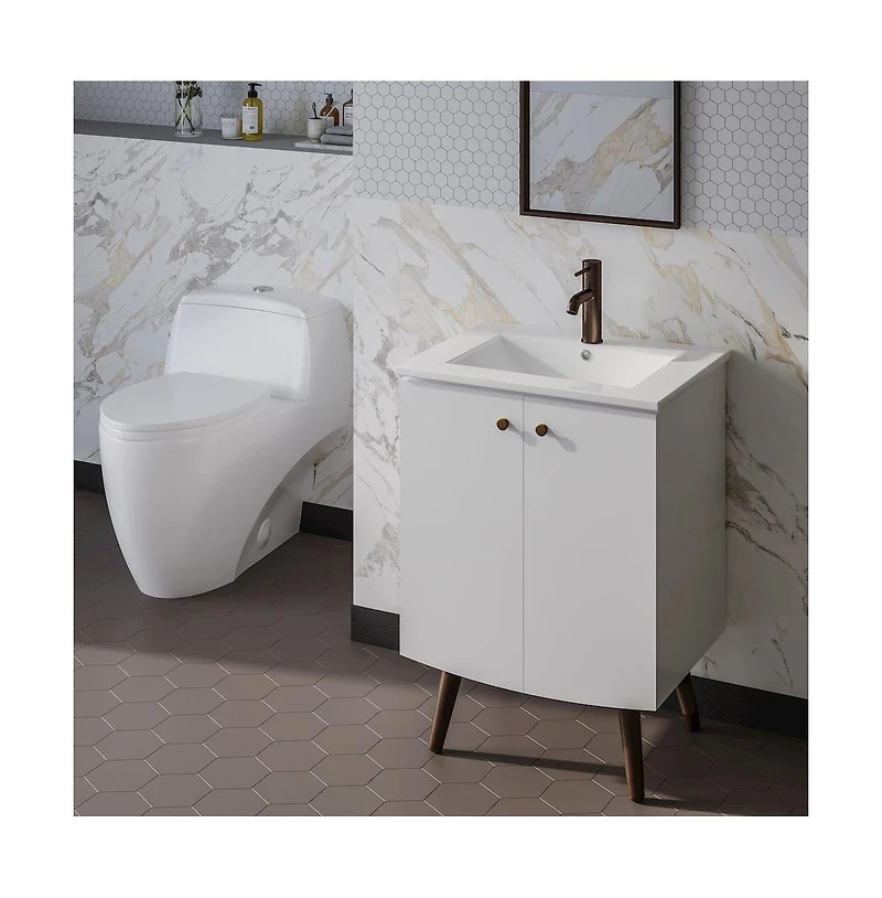 Swiss MadisonManoir 24" Freestanding Bathroom Vanity in White with Sink Top