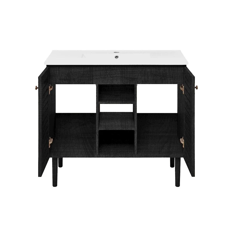Swiss MadisonBron 36" Freestanding Bathroom Vanity in Black Oak with Sink Top