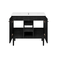 Swiss MadisonBron 36" Freestanding Bathroom Vanity in Black Oak with Sink Top