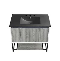 Swiss MadisonMarseille 36 in. Gray Bathroom Vanity With Black, 3-Hole Ceramic Sink Top