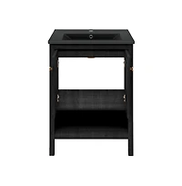 Swiss MadisonChateau 24" Freestanding Bathroom Vanity in Black Oak with Black Sink Top