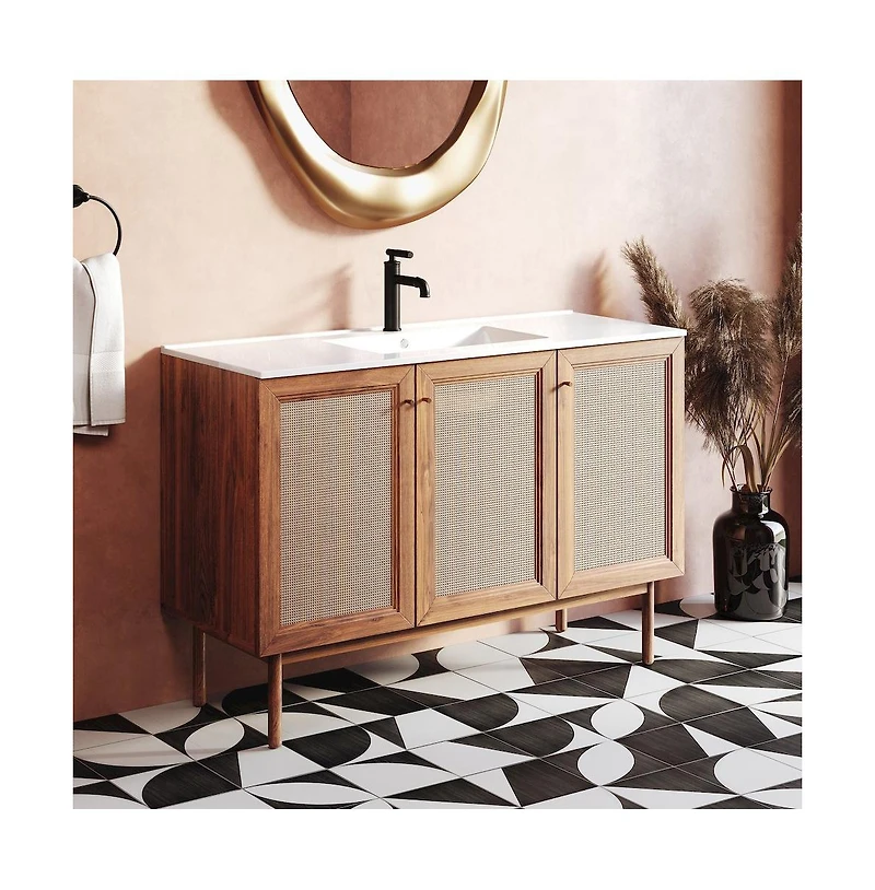 Swiss Madison Classe 48" Freestanding Bathroom Vanity in Golden Oak with Sink Top