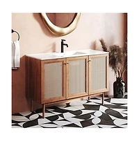 Swiss Madison Classe 48" Freestanding Bathroom Vanity in Golden Oak with Sink Top