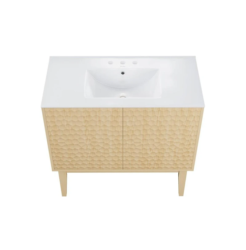 Swiss Madison 36" Freestanding Bathroom Vanity in Natural Oak with 3-Hole Widespread Sink Top