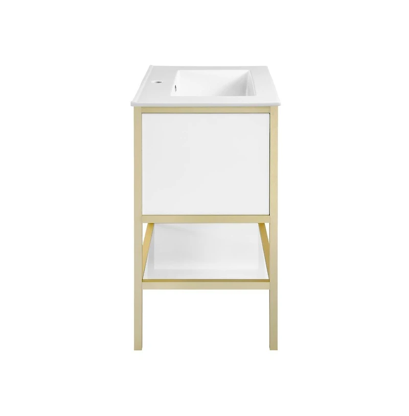 Swiss MadisonCache 24" Freestanding Bathroom Vanity in White with Sink Top