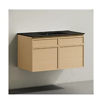 Swiss Madison St. Tropez 36" Wall-Mounted Bathroom Vanity in Natural Oak with Sink Top