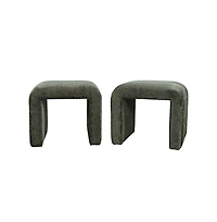 Jofran Modern Curved Upholstered Waterfall Jacquard Petite Ottoman Bench