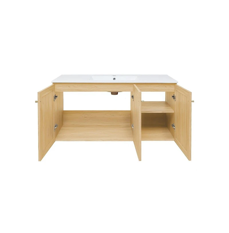 Swiss Madison Classe 48" Wall-Mounted Bathroom Vanity in Natural Oak