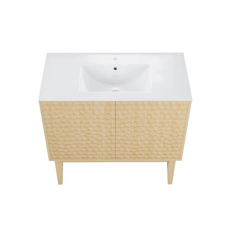 Swiss Madison Bosse 36" Freestanding Bathroom Vanity in Natural Oak with Sink Top