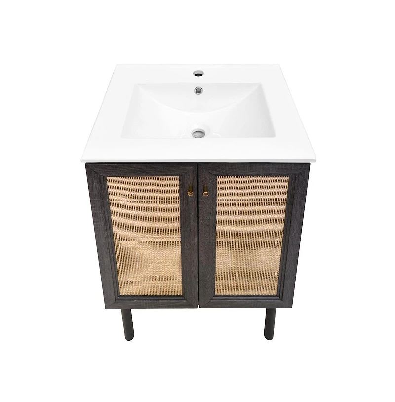 Swiss Madison Classe 24" Freestanding Bathroom Vanity in Black Oak with Sink Top