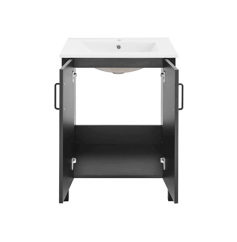 Avallon 24" Freestanding Bathroom Vanity in Black with Sink Top