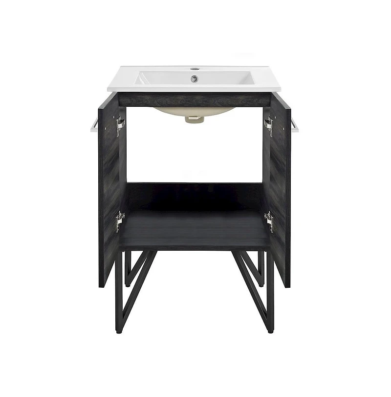 Swiss Madison Annecy 24" Freestanding Bathroom Vanity in Black Walnut with Sink Top