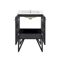 Swiss Madison Annecy 24" Freestanding Bathroom Vanity in Black Walnut with Sink Top