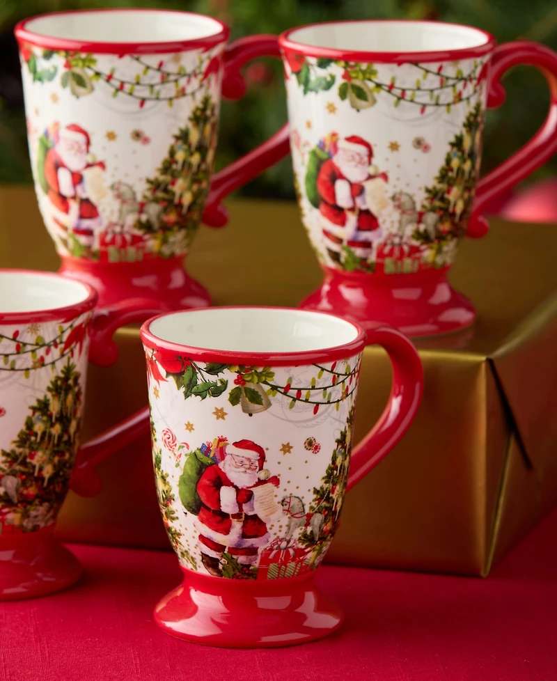 Certified International Santa's Delivery Ceramic Mugs, Set of 4