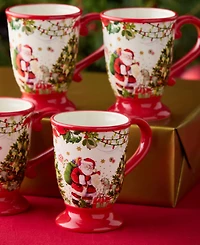 Certified International Santa's Delivery Ceramic Mugs, Set of 4