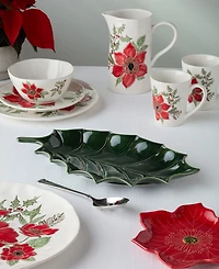 Certified International Festive Blooms 3-d 18" Holly Platter