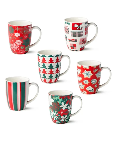 Certified International Holiday Spruce Mugs, Set of 6